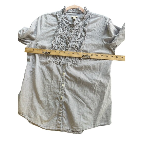 J.Crew Long Sleeve Button Up Shirt Women's Large size 10 Pleated Front Collar - Picture 8 of 9